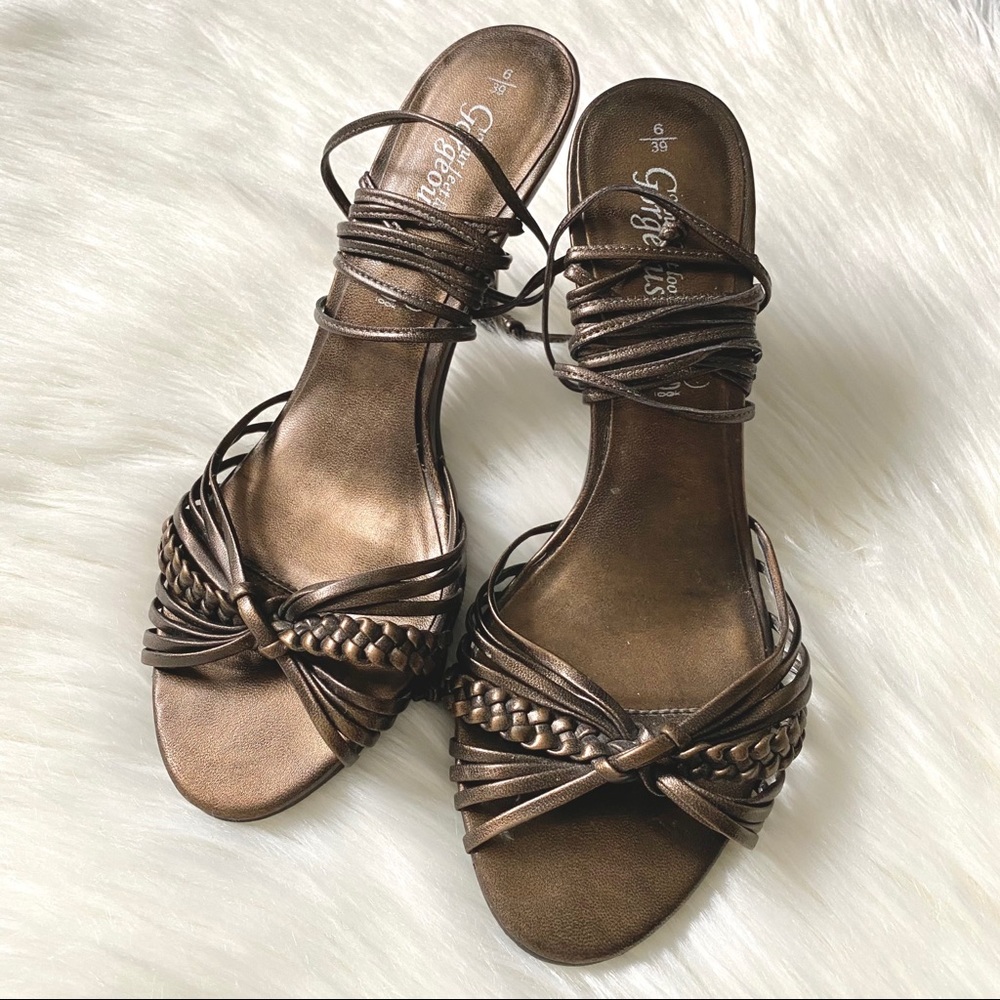Bronze wrap around heels from the UK
